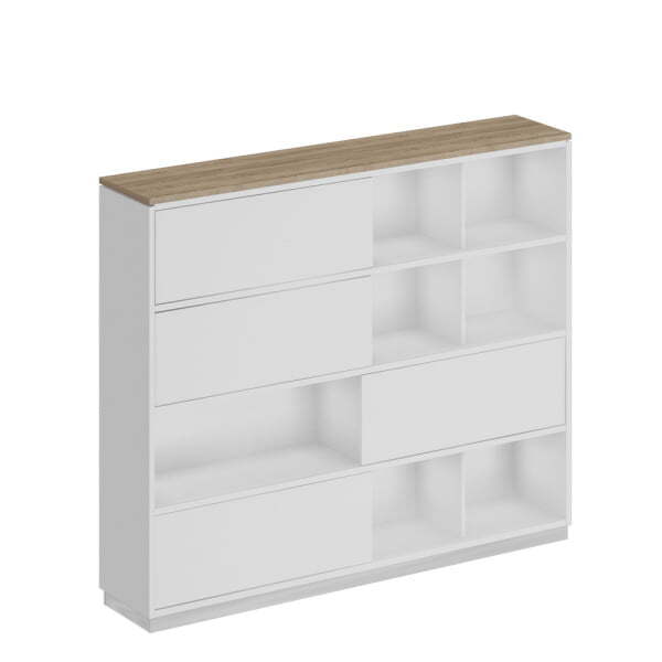 Шкаф-купе City СИ 301 2000x400x1678 (Дуб гладстоун светлый / Белый премиум / Белый премиум)