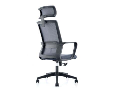 Кресло офисное / Интер / база нейлон / черный пластик / серая сетка / серая ткань (Серый)