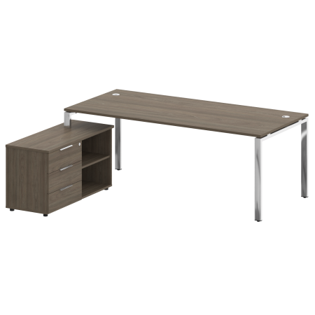 Стол для руководителя с тумбой левый БГ.СРТ-6.9 (L) 2100x1720x750 (Вяз Благородный/Нерж. Сталь)