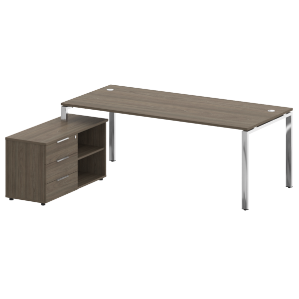 Стол для руководителя с тумбой левый БГ.СРТ-6.9 (L) 2100x1720x750 (Вяз Благородный/Нерж. Сталь)