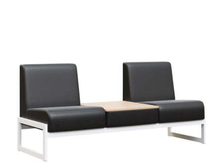 Диван двухместный со столиком универс. MD.D2-ST2  (1855х700х700) (Oregon Черный арт.16/Денвер светлый/Белый металл)