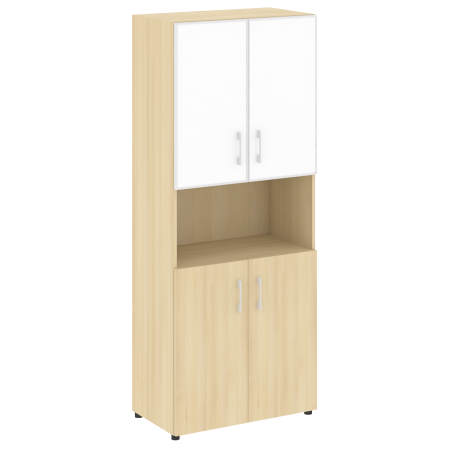 Шкаф для документов с нишей со стеклом белым LT.ST-1.4 R White (Акация Лорка)