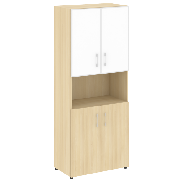 Шкаф для документов с нишей со стеклом белым LT.ST-1.4 R White (Акация Лорка)