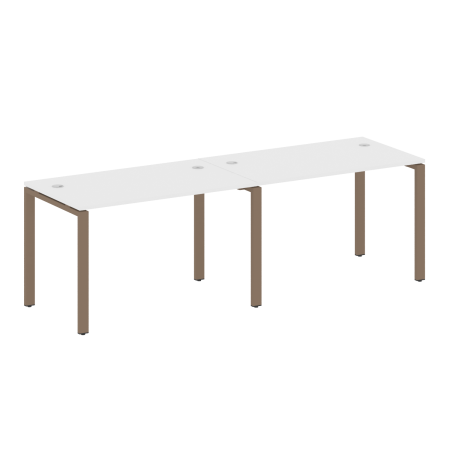 Рабочая станция на 2 раб.места Metal System Style БП.СМ-2.2 2400x720x750 (Белый/Мокко металл)