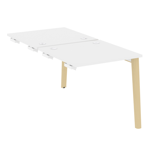 Стол-приставка двойной на деревянных опорах Onix Wood OW.D.SPR-0.8 780x1635x750 (Белый Бриллиант/Дуб Светлый)