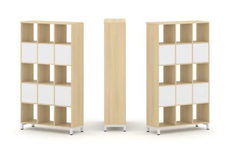 Набор стеллажа 2-х сторонний, 5 ярусов SN.NSD-531 (1121х400х1982) (Акация Лорка/Белый/Металл Белый)