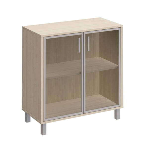 Шкаф низкий для документов две стеклянные двери Борн B 410-822 900x450x940 (Дуб шамони)