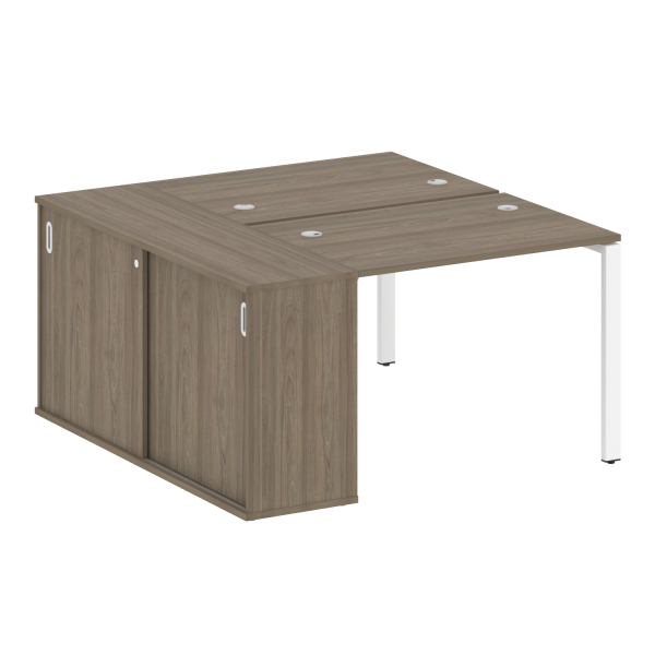 Рабочая станция с опорным шкафом-купе Metal System Style БП.РС-СШК-1.1 1410x1475x750 (Вяз/Белый металл)