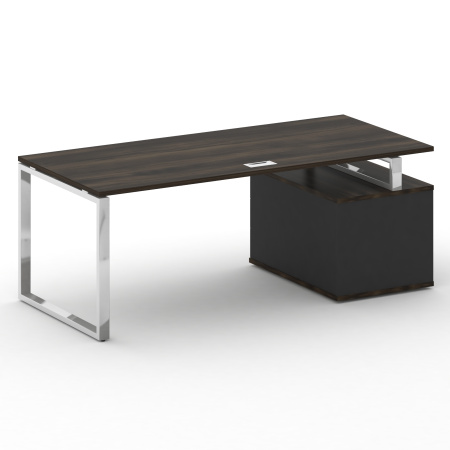 Стол руководителя с опорной тумбой, левый Shift SK.SRT-200 (L) (2000x904x753) (Дуб Мали-Антрацит | Хром)