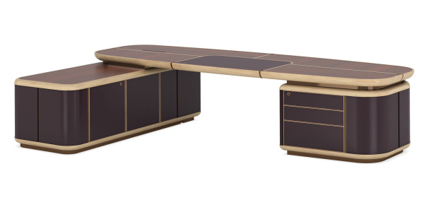 Стол руководителя BENTLEY левый (2400x1850х760) (Шпон розового дерева TA55)