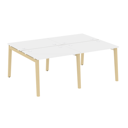 Рабочая станция на деревянных опорах Onix Wood OW.D.RS-4.1.7 1960x1475x750 (Белый Бриллиант/Дуб Светлый)