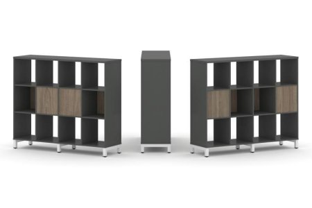 Набор стеллажа 2-х сторонний, 3 яруса SN.NSD-341 (1488х400х1248) (Антрацит/Вяз Благородный/Металл Белый)