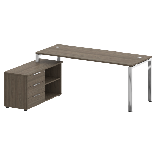 Стол для руководителя с тумбой левый БГ.СРТ-5.7 (L) 1900x1520x750 (Вяз Благородный/Нерж. Сталь)