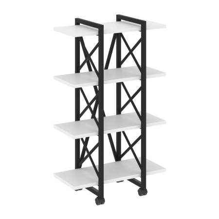 Стеллаж на колесных опорах-4 полки VR.L-MST.K-4.4V 800x400x1334 (Белый Бриллиант/Черный металл)