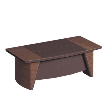 Стол руководителя с фронтальной панелью, столешница дерево кожа ISixty S270H 2700x1160x740 (Кожа коричневая)
