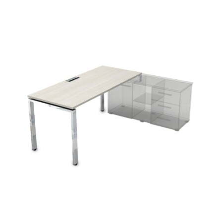 Стол рабочий, прямолинейный, правый Gloss НСТП-П.974 1600x700x750 (IvoryХром)