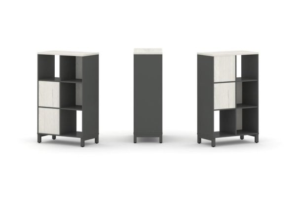 Набор стеллажа 2-х сторонний, 3 яруса SN.NSD-321 (754х400х1248) (Антрацит/Дуб Наварра/Металл Антрацит)