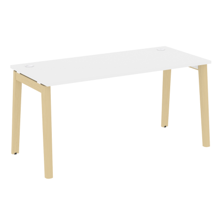 Стол рабочий на деревянных опорах Onix Wood OW.SP-4.7 1580x720x750 (Белый Бриллиант/Дуб Светлый)
