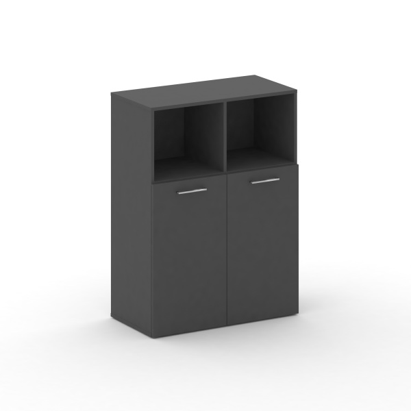 Шкаф широкий средний Cross CRU.ST-201 (896x460x1202) (Базальт UM-Черный UM)
