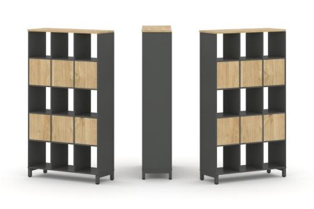 Набор стеллажа 2-х сторонний, 5 ярусов SN.NSD-531 (1121х400х1982) (Антрацит/Тиквуд Светлый/Металл Антрацит)