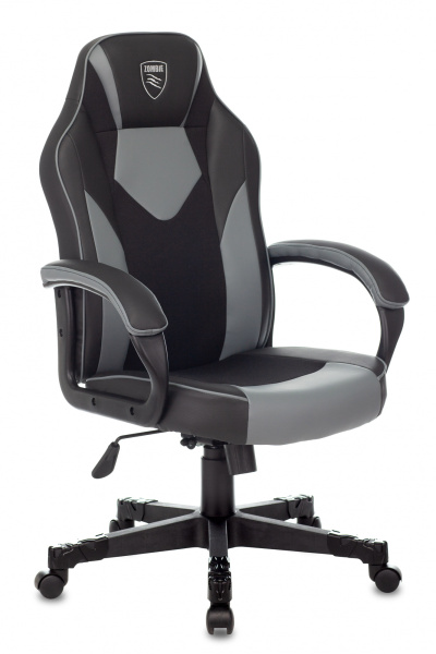 Кресло игровое Zombie GAME 17 черный/серый эко.кожа/ткань крестов. пластик (Черный | Серый)