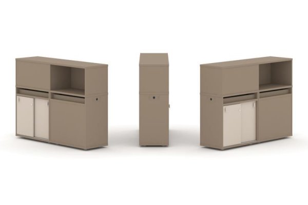 Тумба двойная + низкая надставка ES.NB.2N-19 (1500х410х1135) (Латте/Капучино)