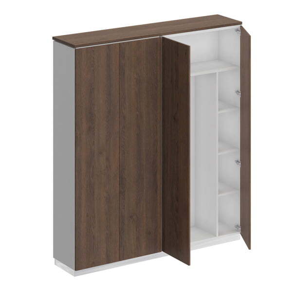Шкаф комбинированный (закрытый - одежда с дополнением) City СИ 311 1802x400x2034 (Дуб гладстоун / Белый премиум / Белый премиум)