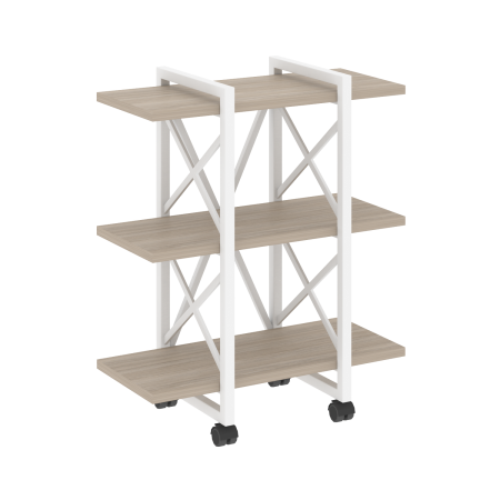 Стеллаж на колесных опорах-3 полки VR.L-MST.K-3.4V 800x400x968 (Дуб Аттик/Белый металл)