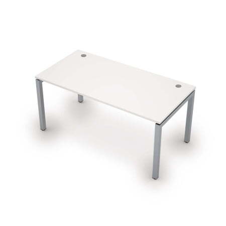 6М.584 Стол рабочий (1600x800x750) (Белый/Алюминий матовый)