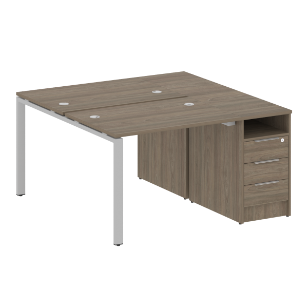 Рабочая станция с опорной тумбой Metal System Style БП.РС-СТП-2.1 1412x1475x750 (Вяз/Серый металл)