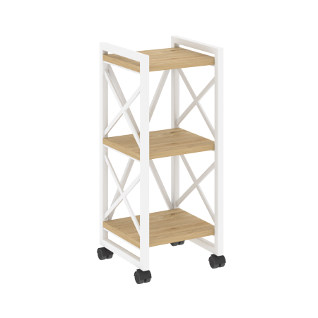 Стеллаж на колесных опорах-3 полки VR.L-MST.K-3.4 400x400x968 (Тиквуд Светлый/Белый металл)