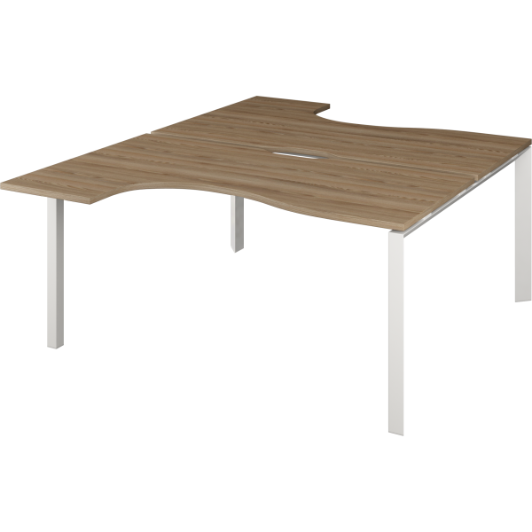 Бенч эргономичный на 2 рабочих места на металлокаркасе Аргентум-МП НТМП.П.Б2-040 1400x2036x750 (Дуб сафари/Белый)