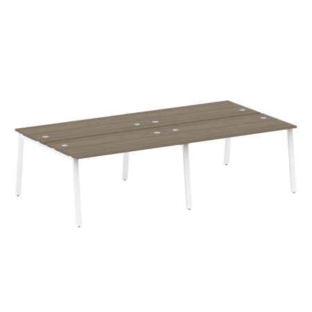Рабочая станция на 4 рабочих места на А-образном м/к Metal System Style БА.СМ-4.3 2800x1475x750 (Вяз/Белый металл)