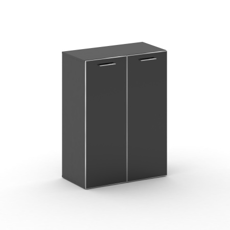 Шкаф широкий средний Cross CR.ST-204 white (896x460x1202) (Базальт UM-Лакобель Черный)