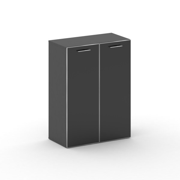 Шкаф широкий средний Cross CR.ST-204 white (896x460x1202) (Базальт UM-Лакобель Черный)