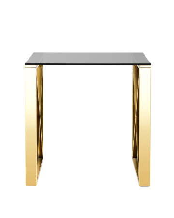Журнальный стол 55*55 КРОСС золото стекло smoke (Журнальный стол Кросс золотой)