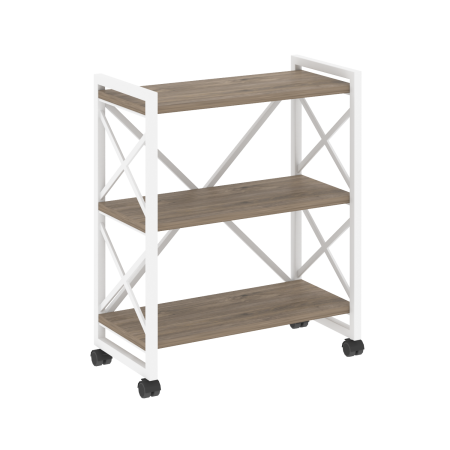 Стеллаж на колесных опорах-3 полки VR.L-MST.K-3.8 800x400x968 (Тиквуд Темный/Белый металл)