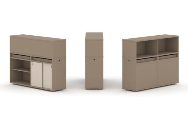 Тумба двойная + низкая надставка ES.NB.2N-9 (1500х410х1135) (Латте/Капучино)