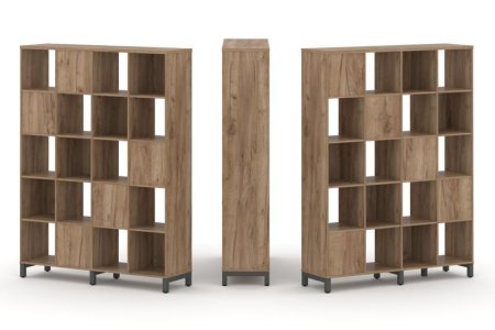 Набор стеллажа 2-х сторонний, 5 ярусов SN.NSD-541 (1488х400х1982) (Дуб Табак/Металл Антрацит)