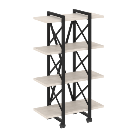 Стеллаж на колесных опорах-4 полки VR.L-MST.K-4.4V 800x400x1334 (Денвер Светлый/Черный металл)