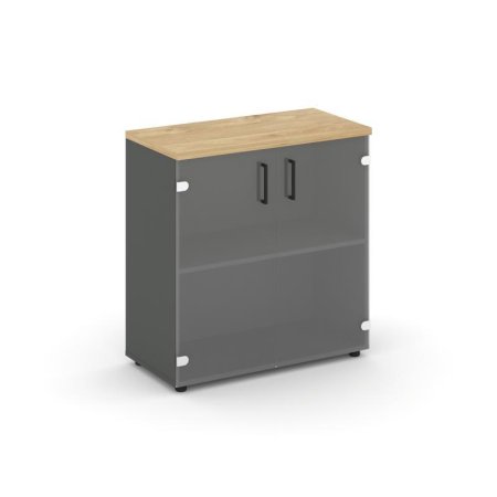 Шкаф низкий широкий SN.STS-302 (796х400х833) (Антрацит/Тиквуд Светлый/Прозрачный)
