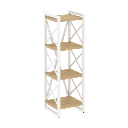 Стеллаж на регулируемых опорах-4 полки VR.L-MST.O-4.4 400x400x1280 (Тиквуд Светлый/Белый металл)