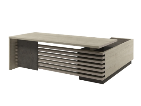 Стол с опорной тумбой, левый (без розеток) Vestar Z-222л.0000 2200x2030x750 (Дуб Галифакс белый/Бетон Чикаго)