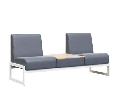 Диван двухместный со столиком универс. MD.D2-ST2  (1855х700х700) (Oregon Серый арт.17/Денвер светлый/Белый металл)