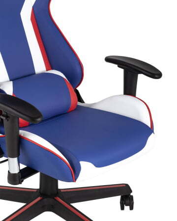 Кресло игровое TopChairs Cherokee синее (Геймерское кресло Cherokee синий, белый, красный)