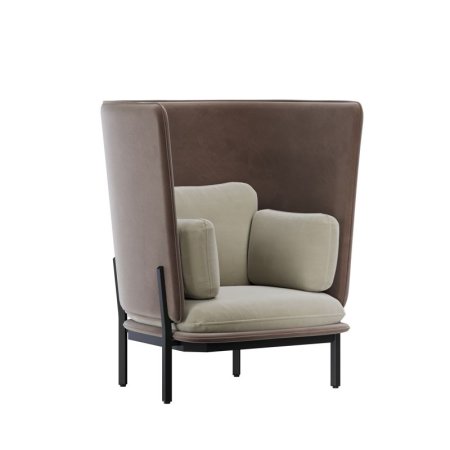 Диван одноместный с высокой спинкой STA-01 (Velutto 07/Velutto 36/Металл Черный)