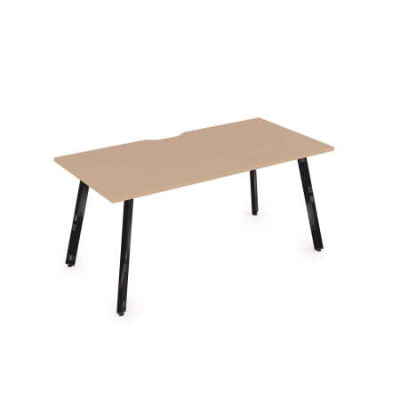 10СРВ.084 Стол рабочий с вырезом, прямолинейный (1600x800x750) (Mokko/Черный глянец металл)