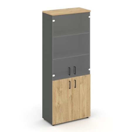 Шкаф высокий широкий SN.STS.E-102 (796х400х1982) (Антрацит/Тиквуд Светлый/Прозрачный)