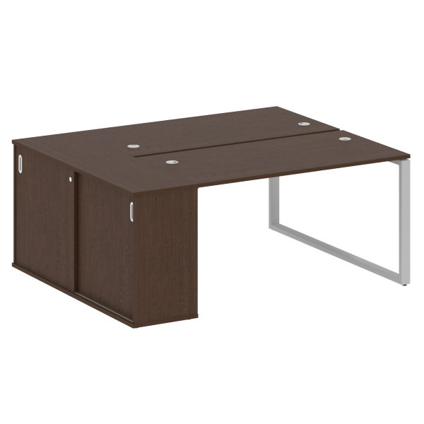 Рабочая станция с шкафом-купе на О-образном м/к Metal System Style БО.РС-СШК-1.3 Т 1810x1475x750 (Венге Цаво/Серый металл)