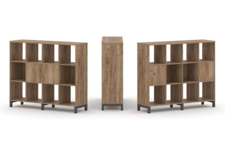 Набор стеллажа 2-х сторонний, 3 яруса SN.NSD-341 (1488х400х1248) (Дуб Табак/Металл Антрацит)